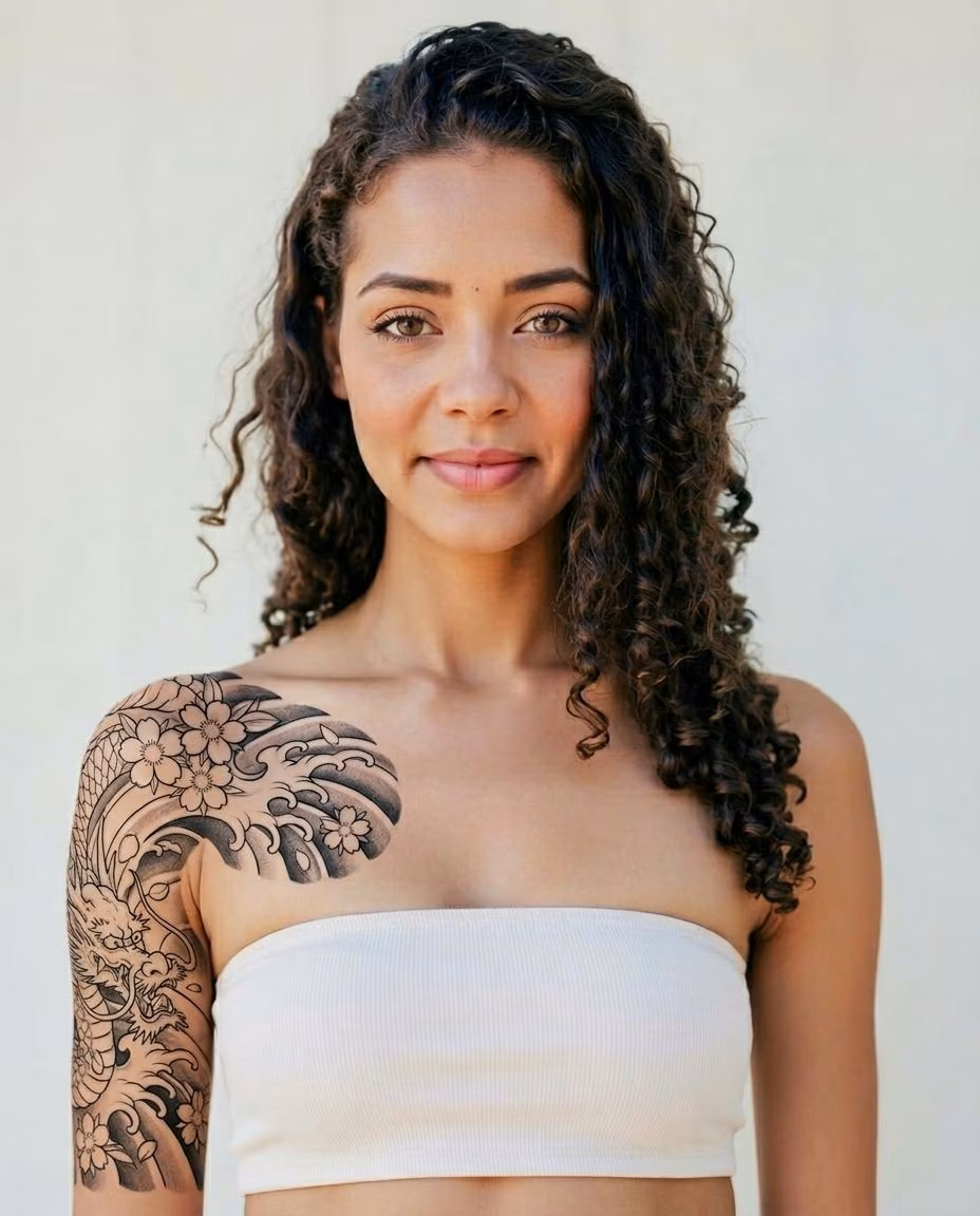 - Add a tattoo depicting '{text_input}' in style on a visible body area
- Make…